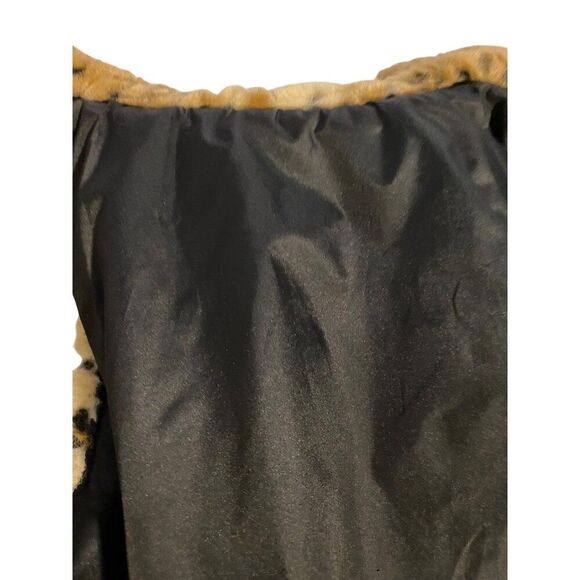 Leopard Print Faux Fur Vest High Collar Black Lining Zipper Women M/L Hippie - Picture 7 of 7